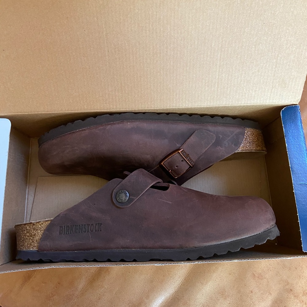Leather Birkenstock Boston Clogs Size 39 Habana